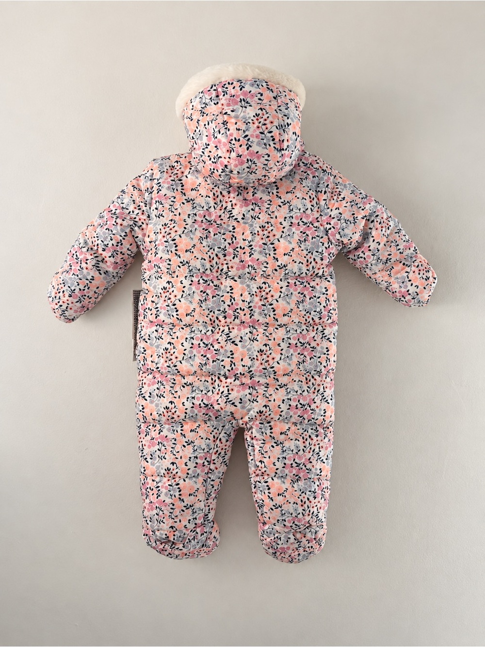 NWT Kensie Girl Floral Baby Snowsuit 6–9M Pink Quilted Winter Coat Pram Onesie - Picture 2 of 6